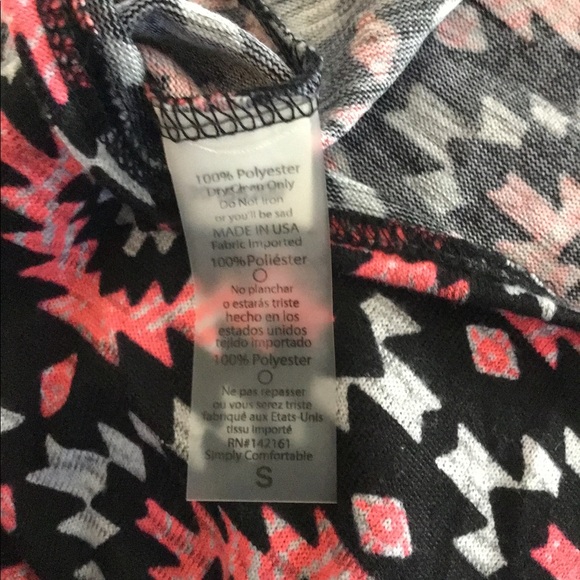 EUC LulaRoe Shirley Aztec Black & Pink design. Sz Small - Picture 4 of 5